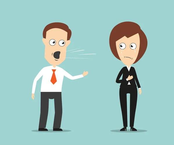 Businessman yelling at crying female colleague — Stock Vector