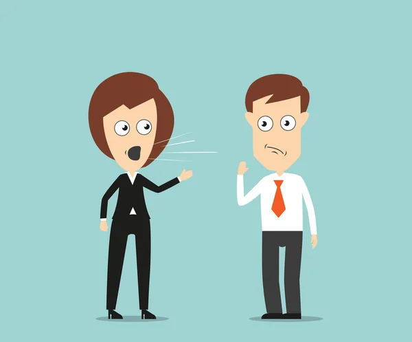 Female boss yelling at employee — Stockvector