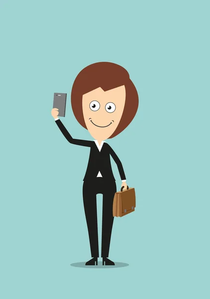 Business woman making selfie shot with smartphone — Stockvector