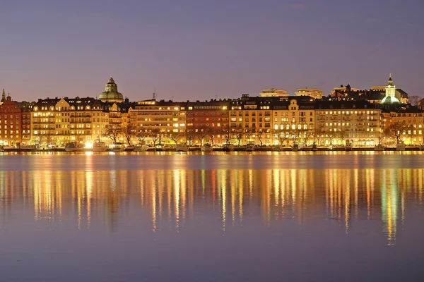 Night landscape with the image of Stockholm — Stock Photo, Image