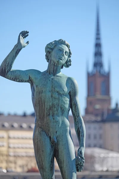 Standbeeld in de Stockholm embankment — Stockfoto