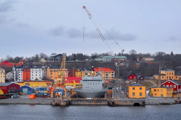 Obrázek loděnice ve Stockholmu — Stock fotografie