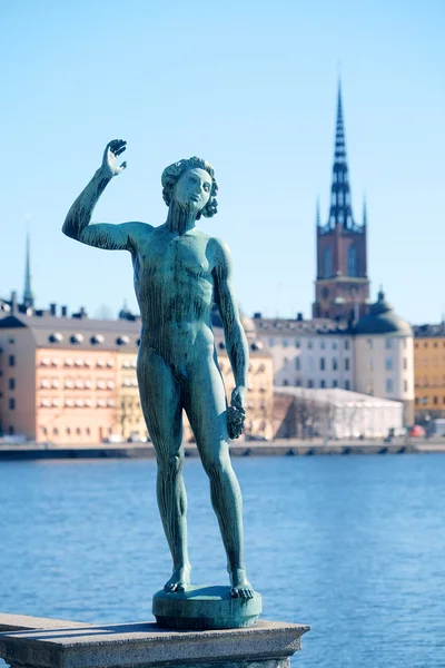 Pomnik w nasyp Stockholm, w pobliżu ratusza — Zdjęcie stockowe