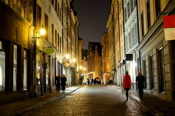 Paisaje urbano nocturno con la imagen de un centro de Estocolmo — Foto de Stock