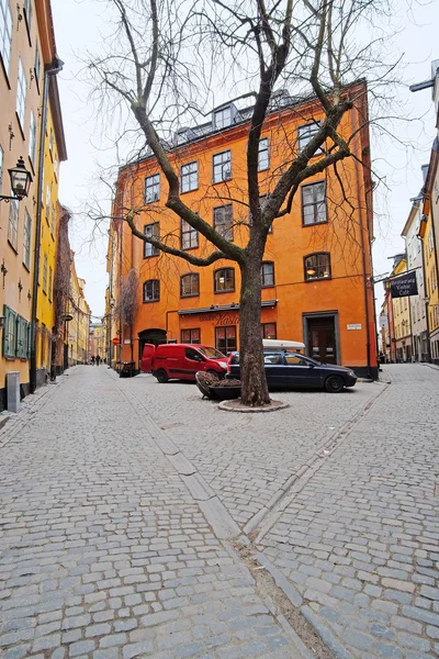 Landschaft mit dem Bild der Altstadtstraße in Stockholm — Stockfoto