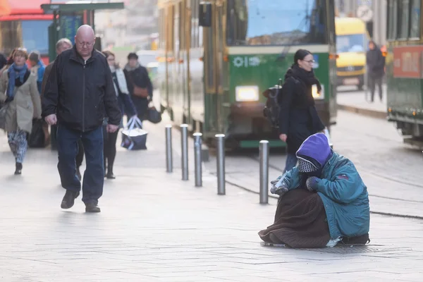 Obdachloser in einem Zentrum von Helsinki — Stockfoto