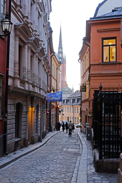 Paisaje con la imagen de la calle Old Town en Estocolmo, Suecia —  Fotos de Stock