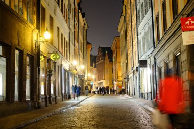 gece cityscape bir Merkezi Stokholm görüntü ile