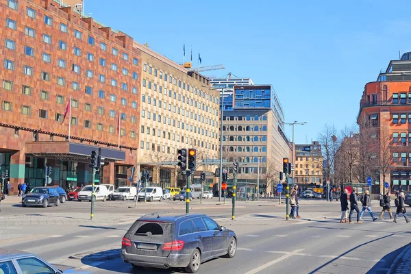 Ruch w centrum Sztokholmu — Zdjęcie stockowe