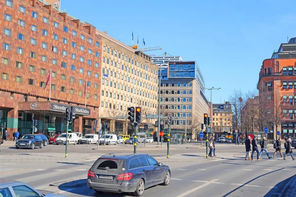 Verkehr im Zentrum von Stockholm — Stockfoto