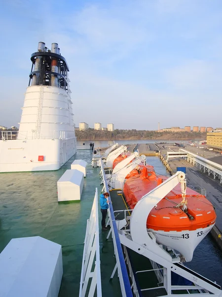 Dek van een cruiseschip in Stockholm — Stockfoto