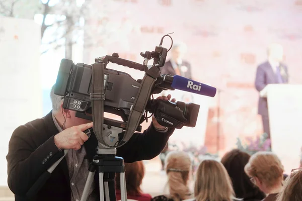 Journalister på presskonferensen — Stockfoto