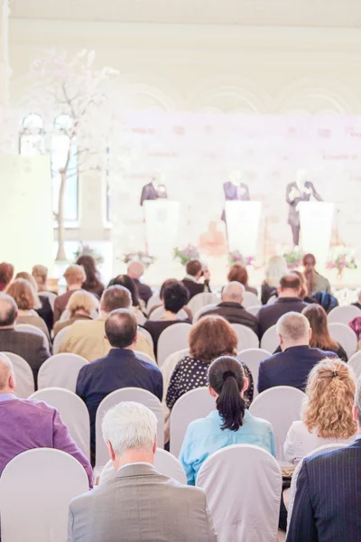 Journalists on the press conference — Stock Photo, Image