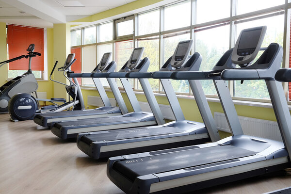 modern fitness hall with treadmill