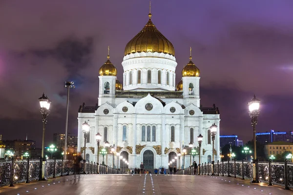 Wgląd nocy Chrystusa Zbawiciela katedry w Moskwie — Zdjęcie stockowe