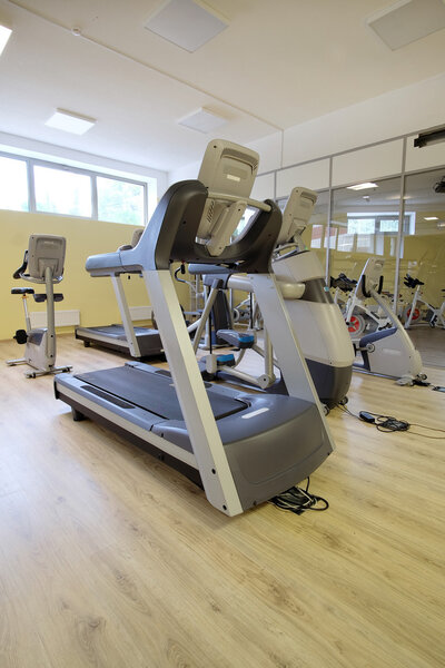 modern fitness hall with treadmill