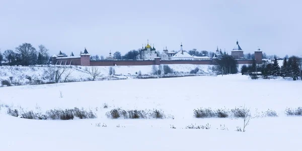 Зимовий Пейзаж Образом Старого Російського Міста Суздаль — стокове фото