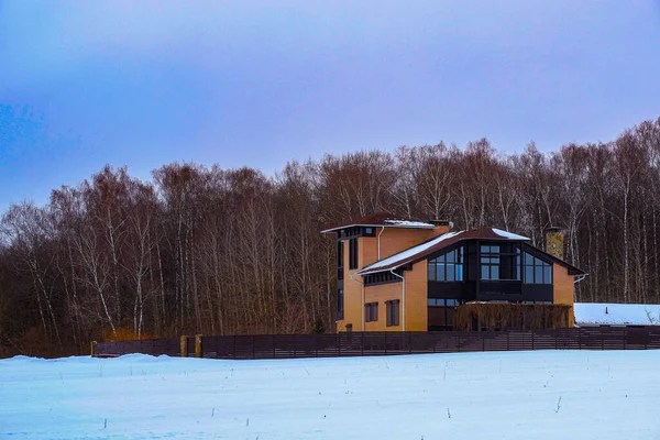 Paisaje Invierno Con Imagen Del Pueblo —  Fotos de Stock