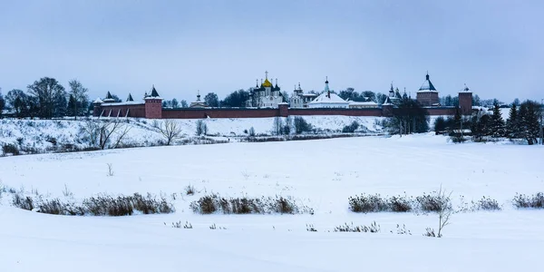 Téli Táj Régi Orosz Város Suzdal Képével — Stock Fotó