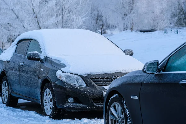 Chehov Rusia Febrero 2021 Estacionamiento Mañana Helada Chehov Rusia —  Fotos de Stock