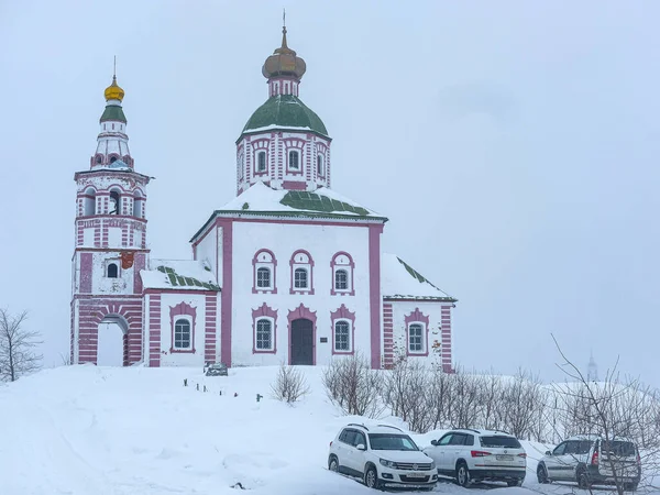 Suzdal Rosja Lutego 2021 Krajobraz Zimowy Wizerunkiem Starego Rosyjskiego Miasta — Zdjęcie stockowe