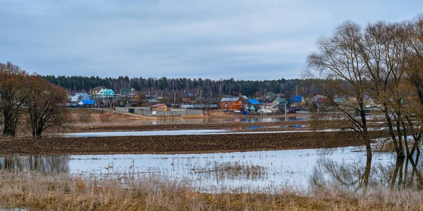 Весняний Пейзаж Зображенням Високої Води — стокове фото