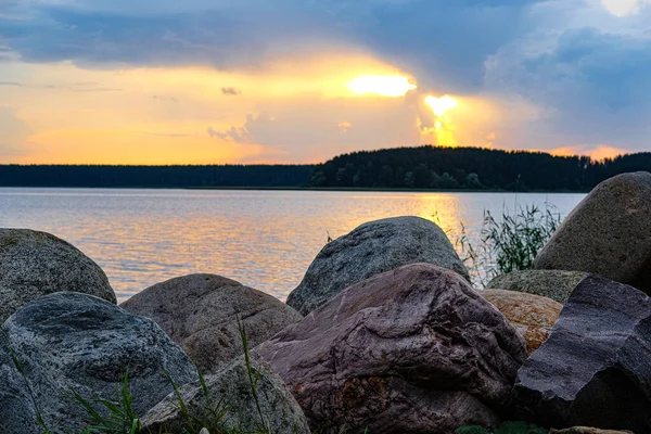 Landscape Seliger Lake Tver Oblast Russia Sunset — Stock Photo, Image