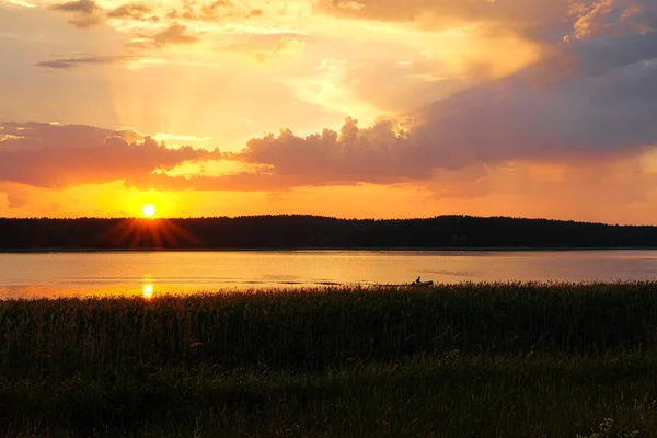 Krajina Nábřežím Tverské Oblasti Rusko Při Západu Slunce — Stock fotografie