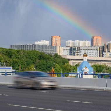 Highway and rainbow clipart