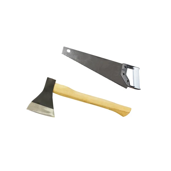Axe and handsaw — Stock Photo, Image