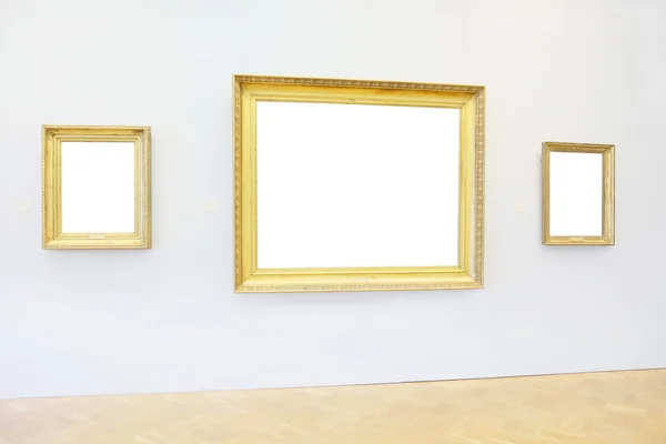 Golden frames in  museum — Stock Photo, Image