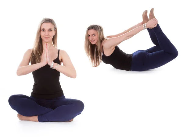 Girl engaging in yoga — Stock Photo, Image