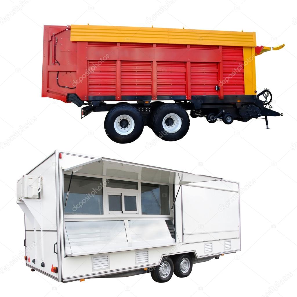 Trailers on white