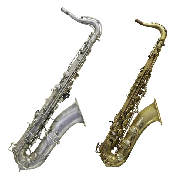 Saxofoon op wit — Stockfoto