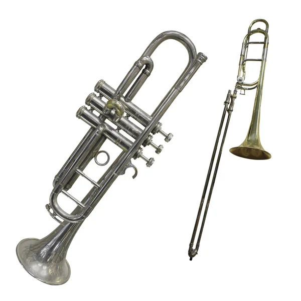 Saxofon på vit — Stockfoto