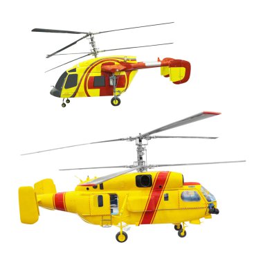 Beyaz üzerinde helikopter
