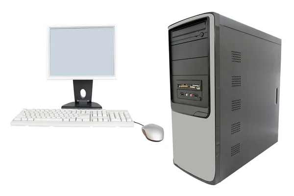 Monitor, computermuis en toetsenbord — Stockfoto