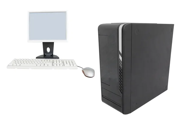 Monitor, computermuis en toetsenbord — Stockfoto