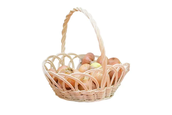 Onions in basket — Stock Photo, Image