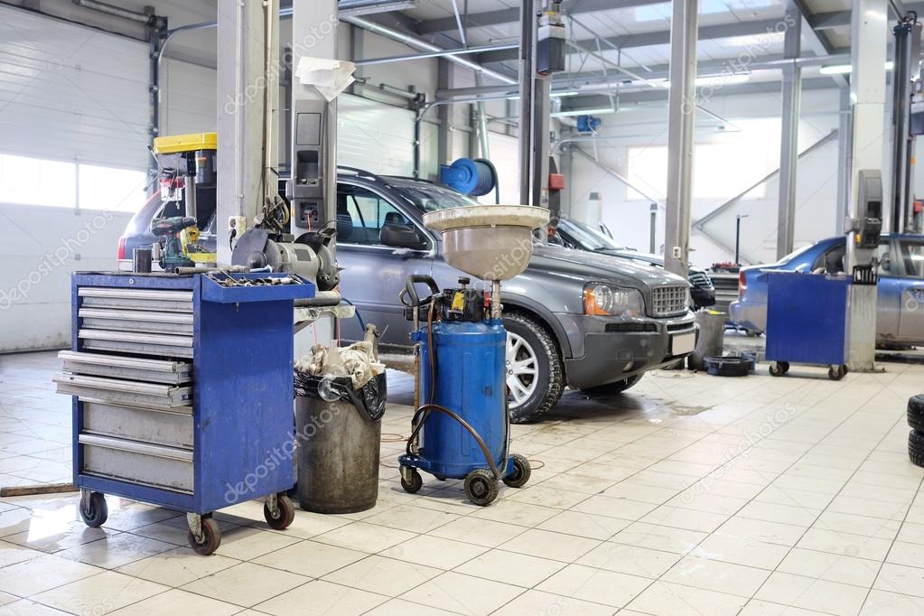 Car in repair garage