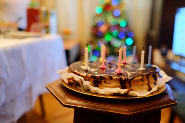 Birthday cake with candles — Stock Photo, Image