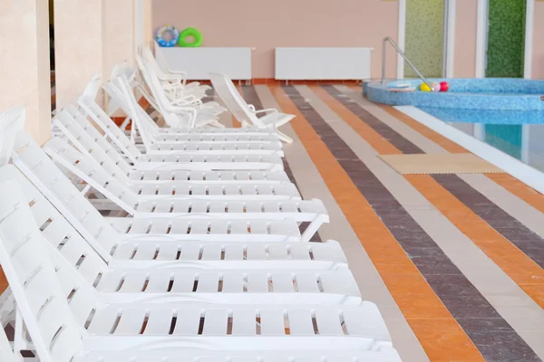 Swimming pool and an aqua park in a modern resort — Stock Photo, Image