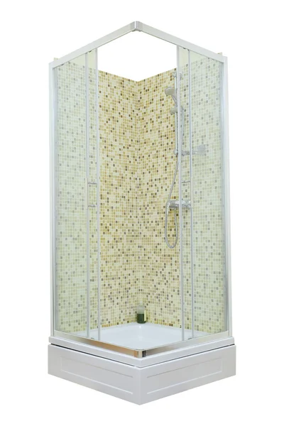 Shower cabin with mosaic tiles — Stock Photo, Image