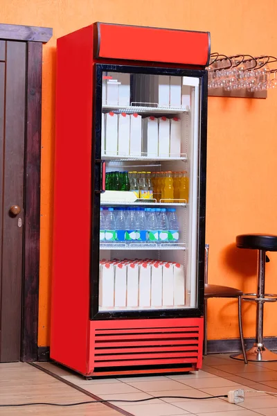 Refrigerator of store drinks — Stock Photo, Image