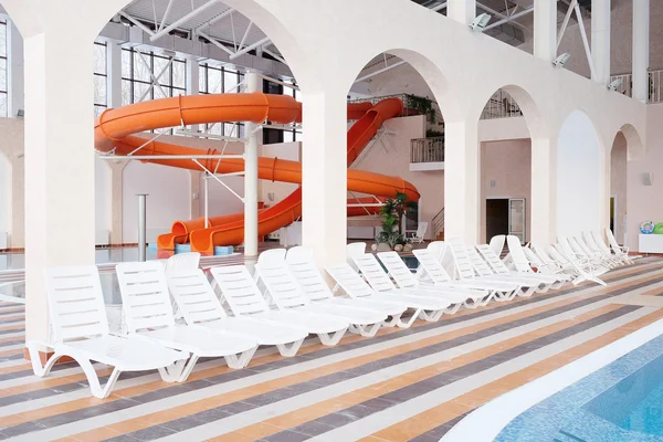 Interior of an aqua-park in a resort — Stock Photo, Image