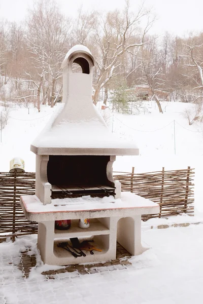 Stationary barbecue  in winter — Stock Photo, Image