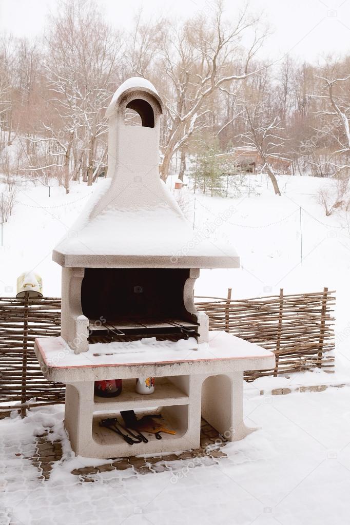 stationary barbecue in winter stock photo uatp12 64090915 winter stationary