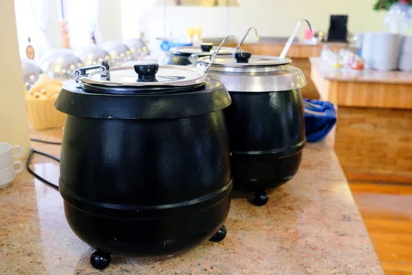 Soup in big pans — Stock Photo, Image