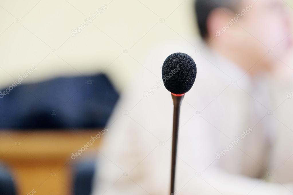 Microphone in auditorium close up