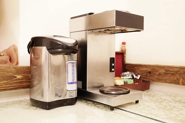 Water boiler pot and coffee machine — Stock Photo, Image